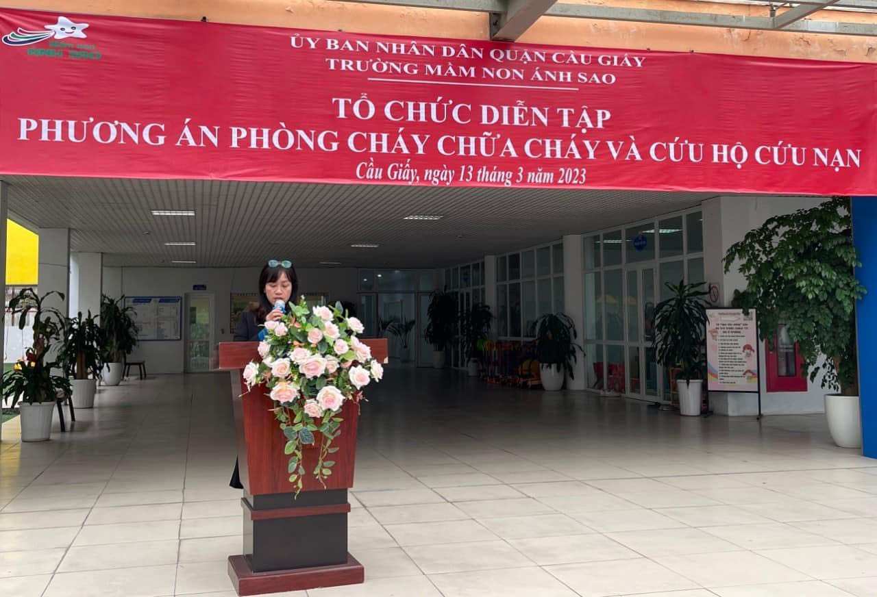Trường MN Ánh Sao – Cầu Giấy: Tổ chức diễn tập phương án PCCC năm học 2022 – 2023