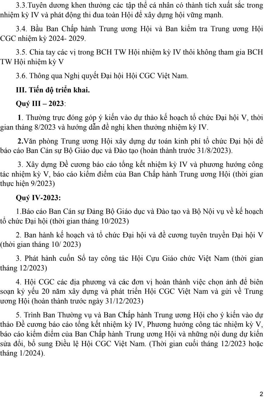 KẾ HOẠCH CHUẨN BỊ TỔ CHỨC ĐẠI HỘI ĐẠI BIỂU TOÀN QUỐC HỘI CỰU GIÁO CHỨC VIỆT NAM Lần thứ V, nhiệm kỳ 2024-2029