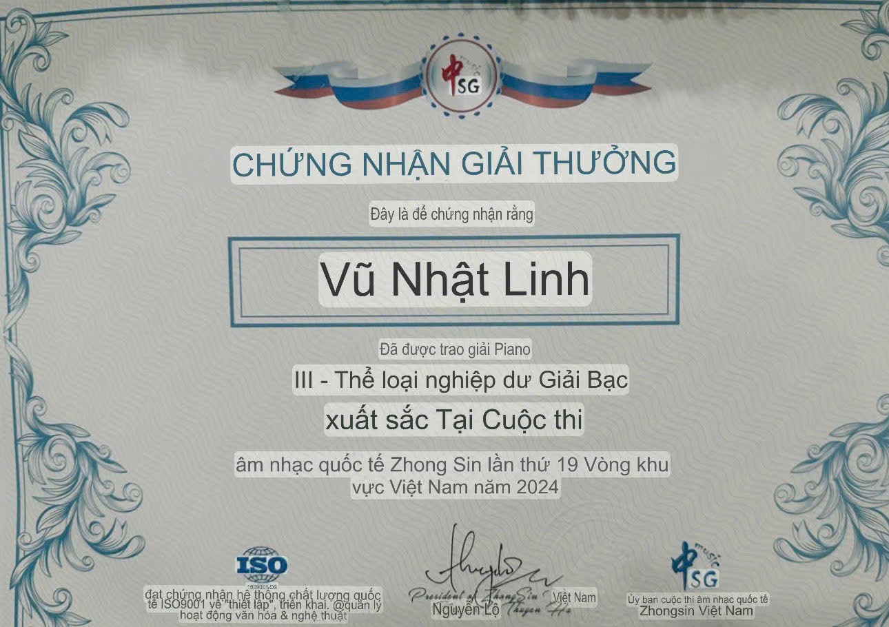 Lào Cai: Học sinh Trường Tiểu học Lê Ngọc Hân (TP. Lào Cai) đoạt giải cao tại Cuộc thi Âm nhạc Quốc tế Trung Quốc - Singapore 2024