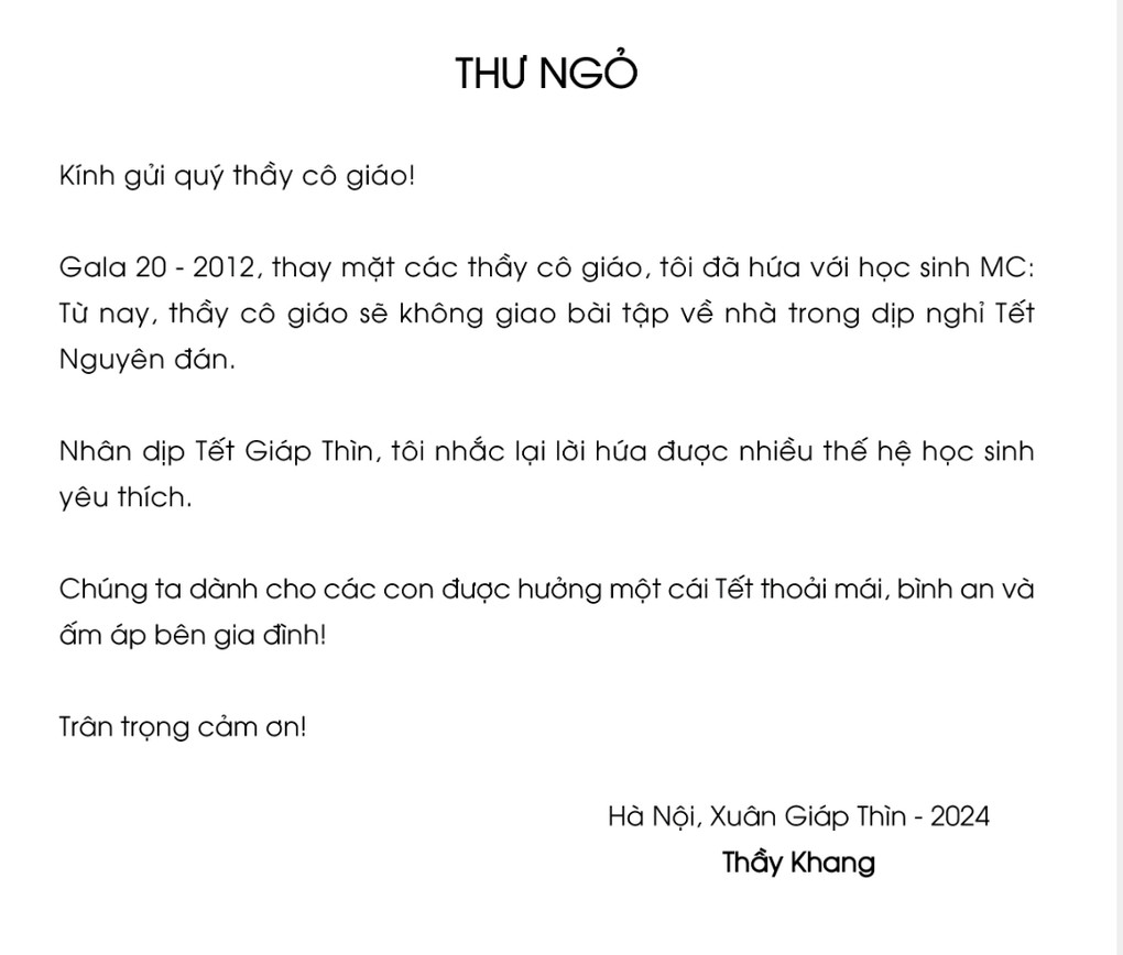 Hiệu trưởng 10 năm không giao bài tập cho học sinh dịp Tết