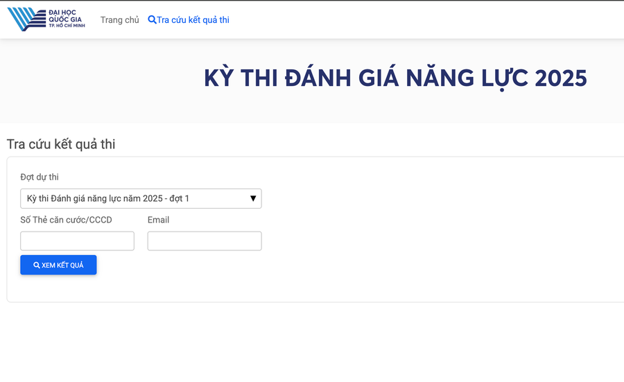 ĐHQG TPHCM công bố điểm thi đánh giá năng lực đợt 1 năm 2025