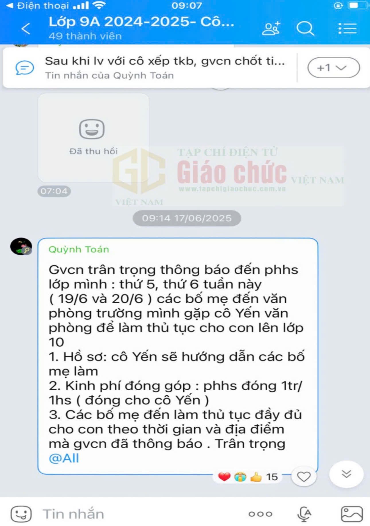 Làm rõ thông tin thu lệ phí đầu vào lớp 10 tại Trung tâm Giáo dục Nghề nghiệp – Giáo dục Thường xuyên quận Tây Hồ (Hà Nội)