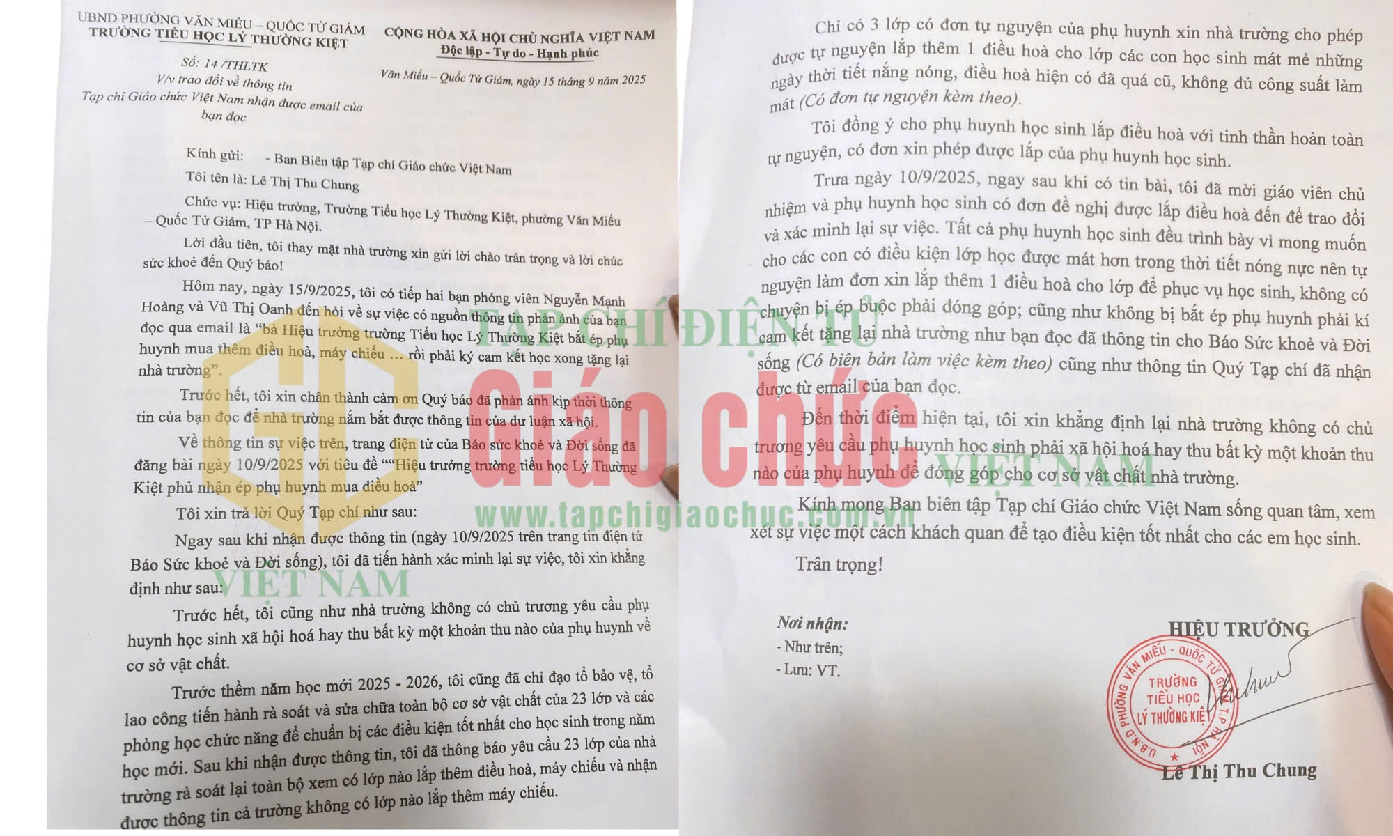 Hà Nội: Trường tiểu học Lý Thường Kiệt bị tố ép học sinh mua điều hoà, máy chiếu.
