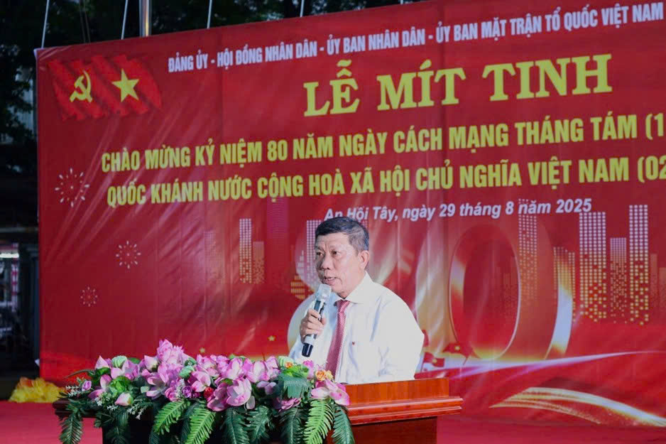 Phường An Hội Tây – TP. Hồ Chí Minh Tổ chức Mít tinh Chào mừng kỷ niệm 80 năm ngày Cách mạng Tháng tám (19/08/1945 – 19/08/2025) và Quốc khánh (02/09/1945 – 02/09/2025).