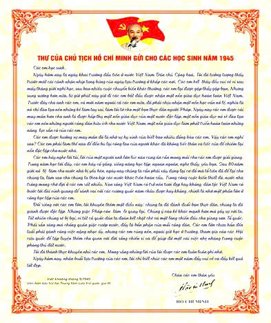 THƯ BÁC HỒ GỬI CHO HỌC SINH NĂM 1945 - BẢN TUYÊN NGÔN CỦA NỀN GIÁO DỤC CÁCH MẠNG VIỆT NAM
