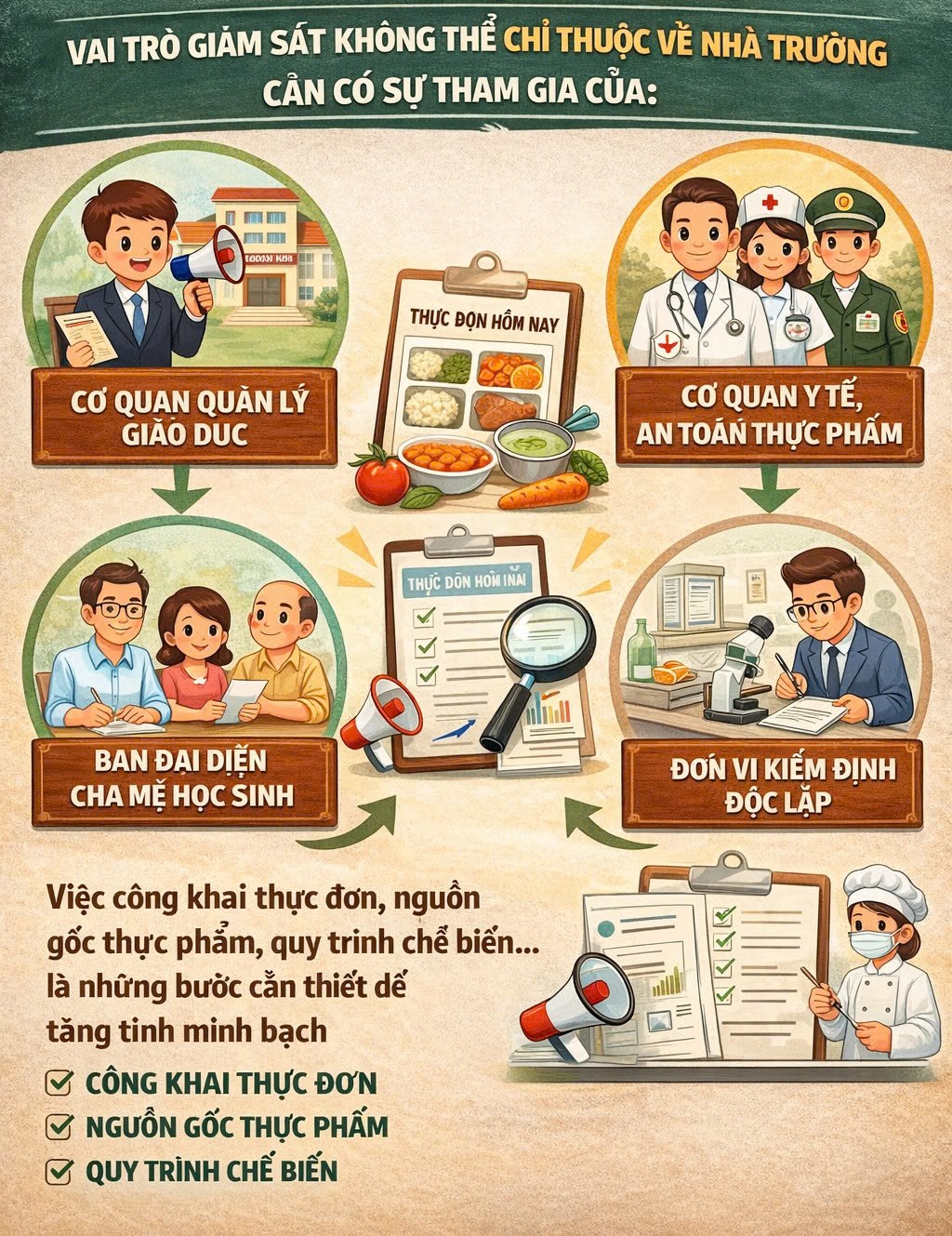 Suất ăn bán trú trong trường học - Giữa nhu cầu thực tiễn và yêu cầu minh bạch