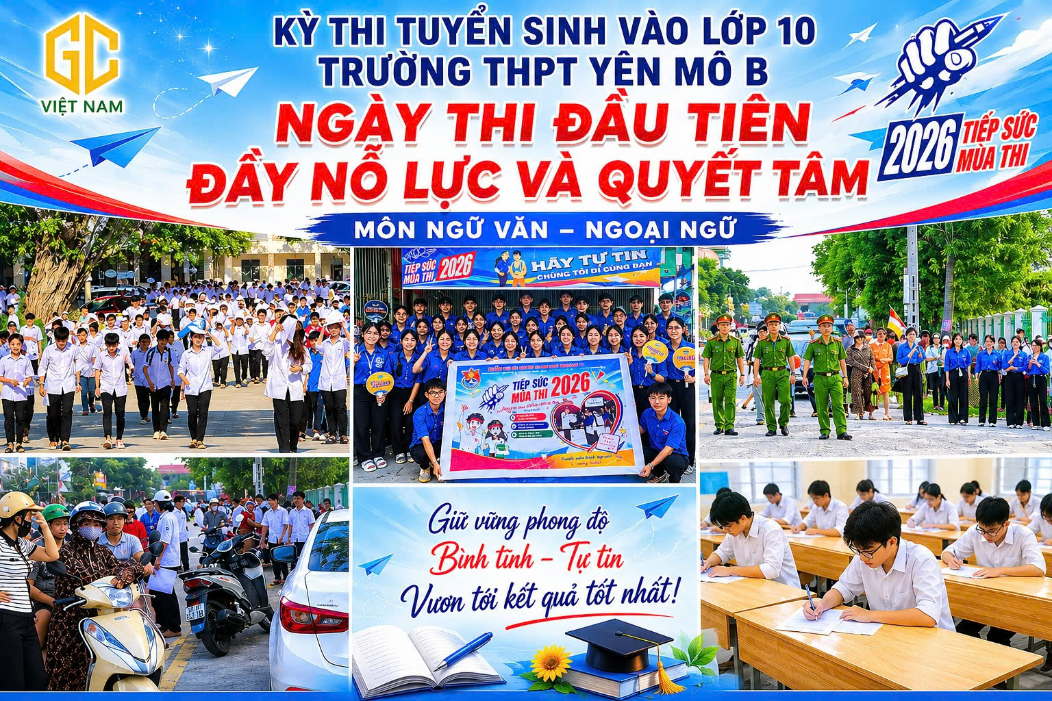 Ninh Bình: Kỳ thi vào lớp 10 tại THPT Yên Mô B diễn ra nghiêm túc, an toàn và đầy nỗ lực
