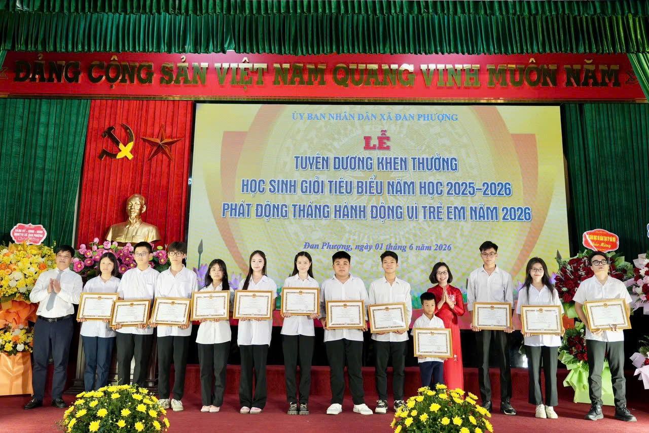 Đan Phượng tuyên dương học sinh giỏi tiêu biểu, phát động Tháng hành động vì trẻ em năm 2026