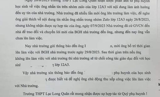 Trường THPT Lạc Long Quân (huyện Sóc Sơn - Hà Nội): Gửi thông báo tới phụ huynh gây xôn xao dư luận