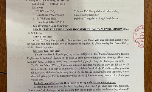 Trung tâm tiếng Anh Englishnow của Shark Thủy Không dạy học sinh như cam kết - liên tục thất hứa việc hoàn tiền học phí
