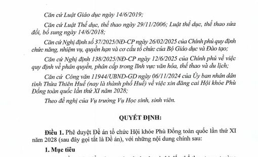Phê duyệt Đề án tổ chức Hội khỏe Phù Đổng toàn quốc lần thứ XI năm 2028