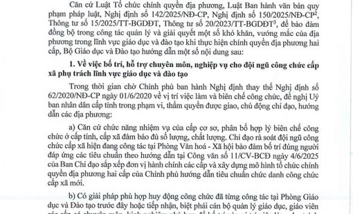 Giải quyết khó khăn, vướng mắc trong giáo dục khi thực hiện mô hình chính quyền địa phương hai cấp