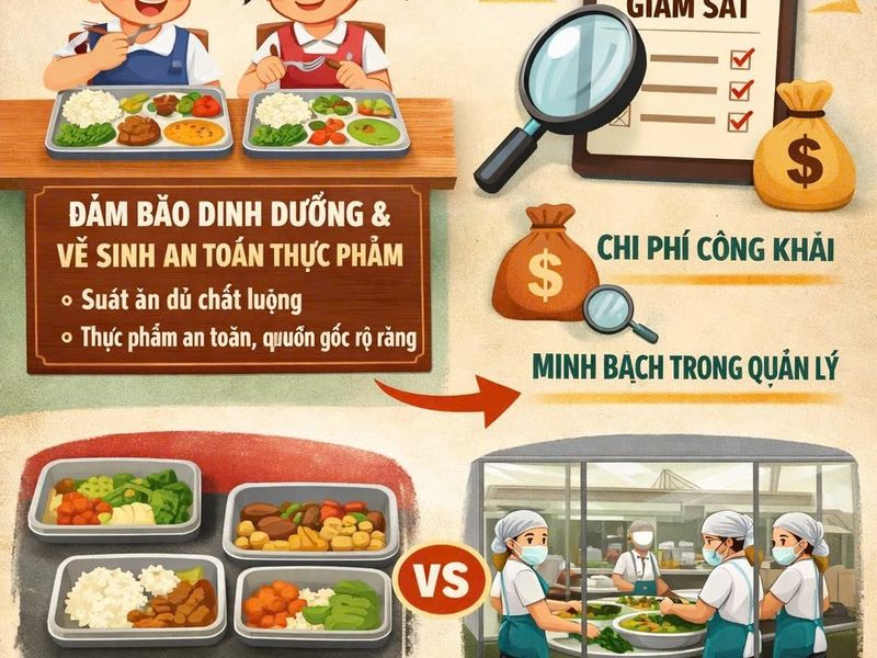 Suất ăn bán trú trong trường học - Giữa nhu cầu thực tiễn và yêu cầu minh bạch