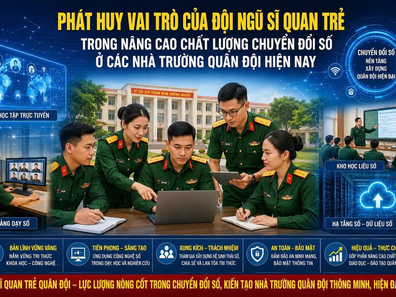 PHÁT HUY VAI TRÒ CỦA ĐỘI NGŨ SĨ QUAN TRẺ TRONG NÂNG CAO CHẤT LƯỢNG CHUYỂN ĐỔI SỐ Ở CÁC NHÀ TRƯỜNG QUÂN ĐỘI HIỆN NAY